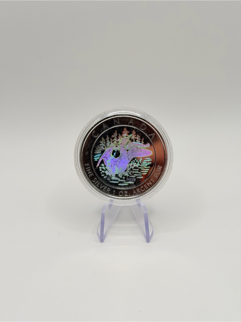 2002 Canada $5 Flying Loon 15th Anniversary Pure Silver Hologram Coin